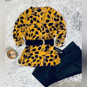 Simply Styled Yellow and Black Blouse